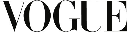 Black, bold, serif capital letters spell VOGUE on a light gray background. The font is elegant and spaced out, with exaggeratedly tall and thin letterforms, representing the iconic logo of the fashion magazine Vogue. Tuscan Wedding Photographer
